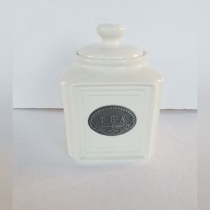 NEW THL Farmhouse Tea Canister Jar Lace Lattice Top Classic French Chic Home